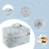 3Pcs Cotton Quilted Makeup Bag Set Women Zipper Cosmetic Organizer Female Cloth Handbag Portable Toiletry Case for Girls 3