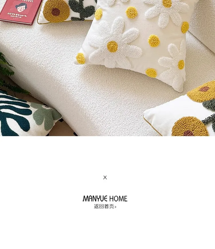 Ins Nordic Frische Gestickte Blume Kissenbezug Homestay Kissen Wohnzimmer Hause Sofa Dekor Kissen Rückenlehne Kissen Kissen Abdeckung – Detail 30