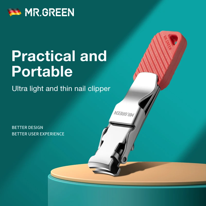 MR.GREEN 컴팩트 손톱깎이 접이식 손톱 커터 매니큐어 도구 키 체인 손톱 가위가있는 휴대용 손톱깎이