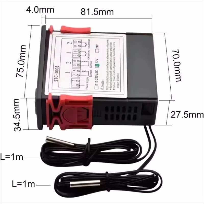 Dual Digital Temperature Controller with Heater and Cooler Function, Two Relay Output, 12V/220V Thermoregulator