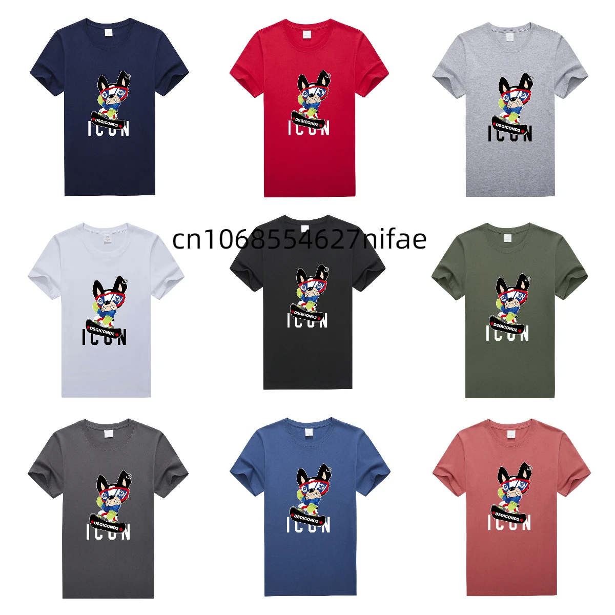 

DSQ D2 Letter ICON Cartoon Men Women Lovers Couple Fashion Cotton DSQICOND2 Round Neck Loose Short Sleeve Boyfriend Gift T Shirt