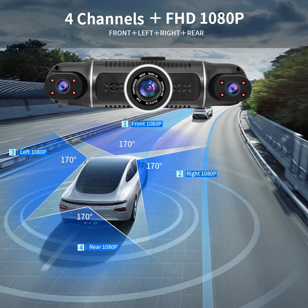 Car Dvr Dash Cam WiFi Free 64GB Card GPS 24Hr Parking Monitor 