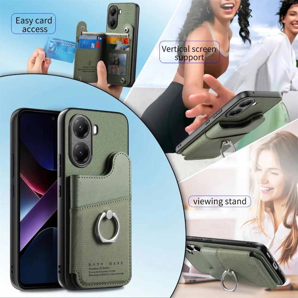 Luxury Leather RFID Card Ring Back Panel Case - Premium Protective Cover