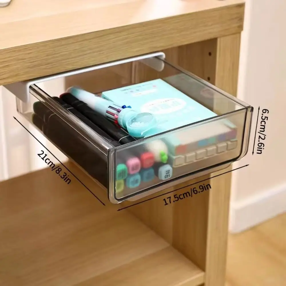 Cassetto Trasparente Sotto Scrivania, Ampio Vano Portaoggetti Estraibile, Organizzatore Salvaspazio Autoadesivo per Forniture da Ufficio - immagine 5