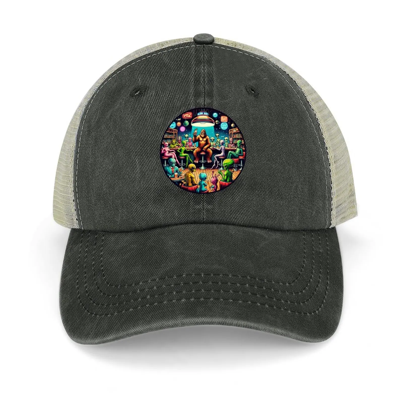 

Bigfoot And Aliens Ufo Believe Space Party Cowboy Hat Cosplay Wild Ball Hat New In The Hat Gentleman Golf Wear Men Women's