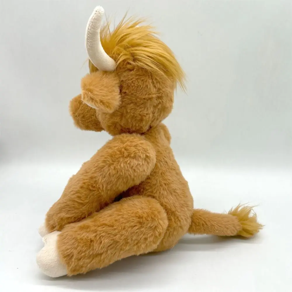 Simulation Highland Cow Joints Movable Flower Hairband Movable PP Cotton Doll Fluffy Texture Realistic Design Long Hair Yak