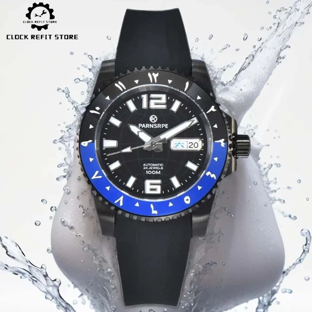 

Men's Black Business Watch NH35 Movement Night Luminous Sterile Dial Ceramic Bezel Sapphire Water Resistant 100m Watch