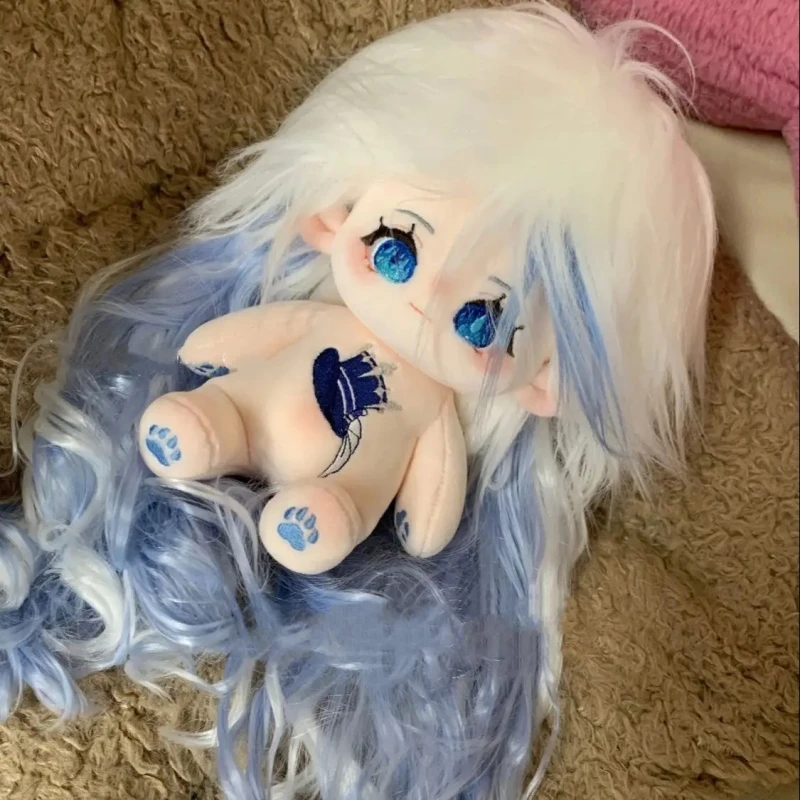 Game Anime Genshin Impact Focalors Furina Girl 20cm Nude Doll Plush Toy Stuffed Soft Plushie 30pcs anime genshin impact elastic hair bands cosplay hutao zhongli hair scrunchies ponytail holder headwear for women girl gift