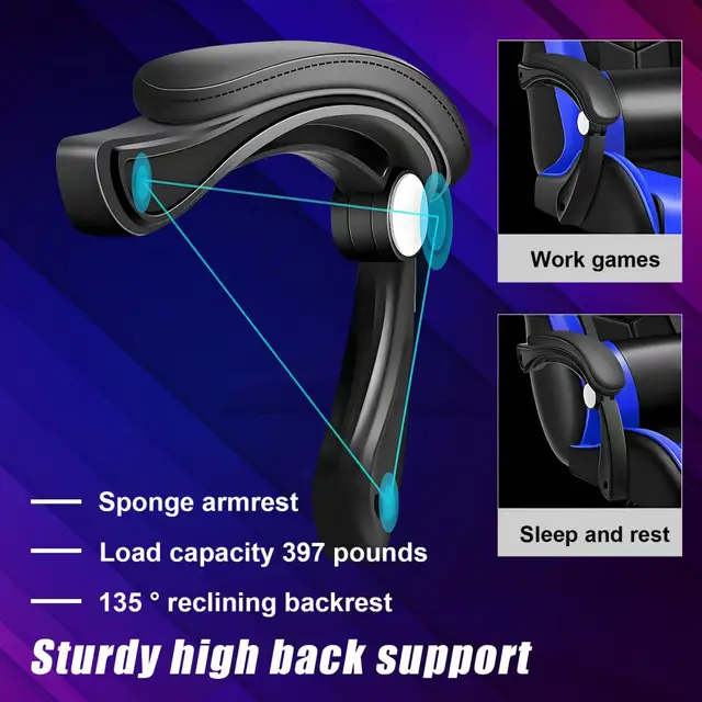 Chaise Gaming avec Haut-Parleurs Bluetooth, Lumières LED RGB et Massage – Réglable et Ergonomique 2