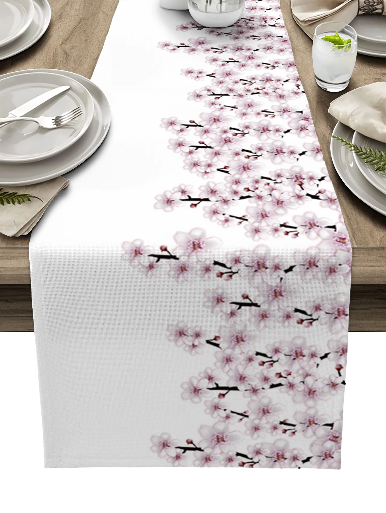 

Spring Cherry Blossom Branch Flower Table Runner Home Wedding Banquet Festival Party Hotel Table Decoration Table Cover