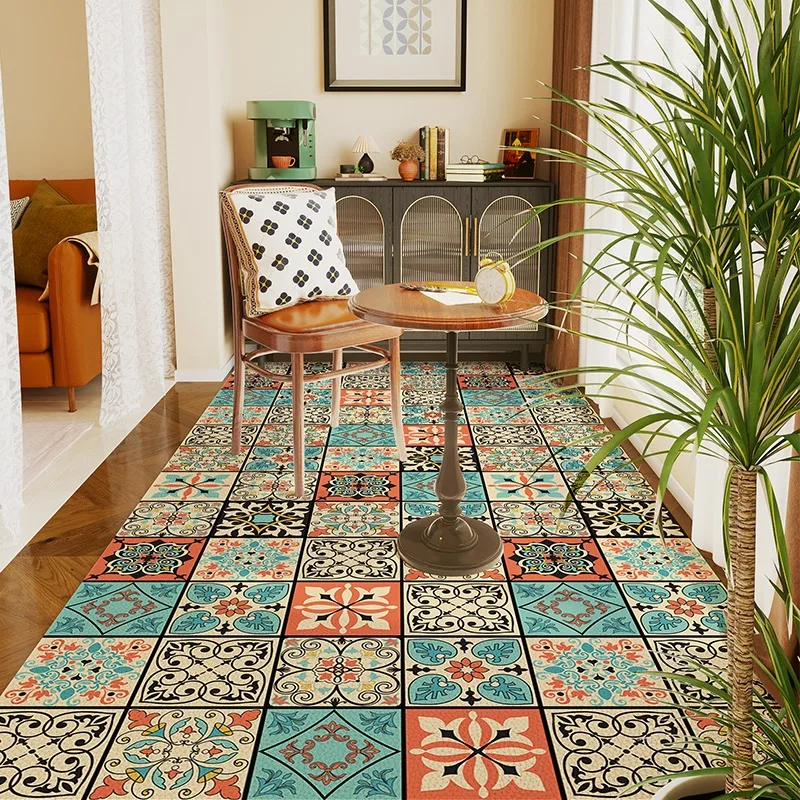 Balcony Floor Mat Large Pvc Leather Carpet Waterproof Non-slip Carpets Long Rug American Style Home Decoration Rugs for Kitchen 3