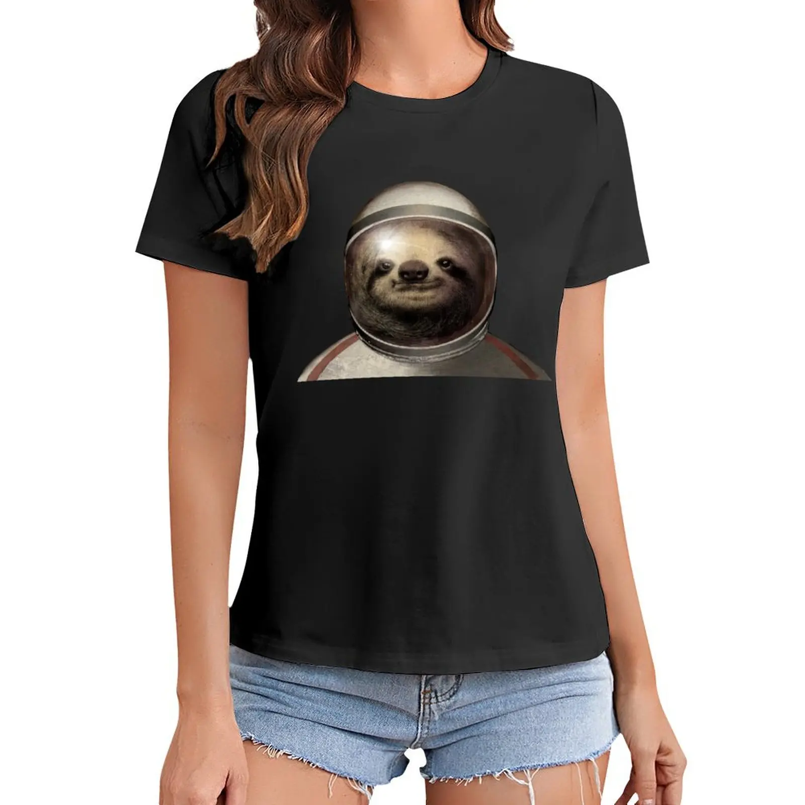 

Space Sloth T-Shirt female oversized Women tops