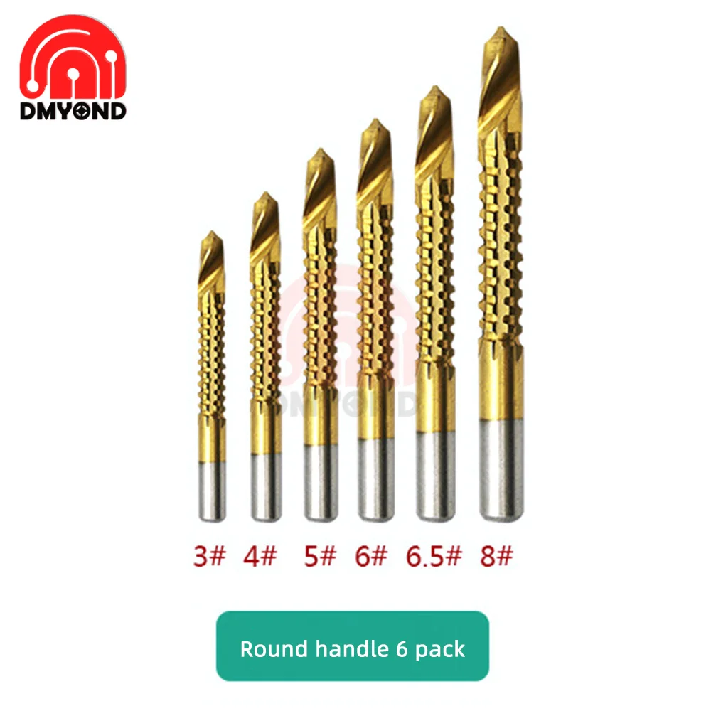 

New 6pcs 3-8mm Titanium Coated HSS Drill Bit Electric Drill Plastic Metal Hole Grooving Drill Saw Carpenter Woodworking Tools