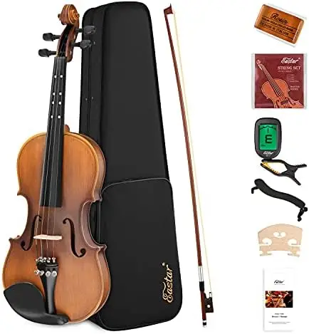 

4/4 Full Size Violin Set Matte Fiddle for Beginners Adults with Hard Case, Rosin, Shoulder Rest, Bow, Tuner and Extra Strings (I