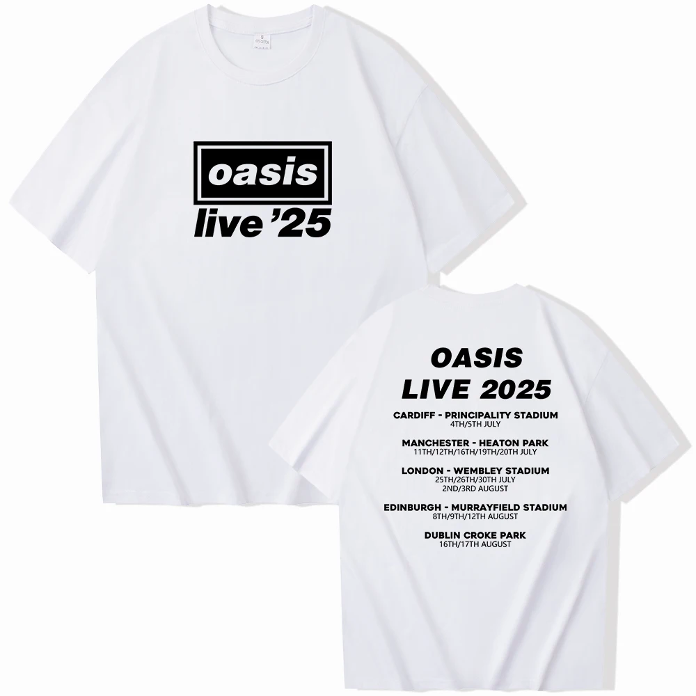 【即発送】oasis live'25 公式ファンストア カーディフ限定TシャツL OASIS Live 25 Tour 2025 T-shirt O-Neck Short Sleeve Shirts