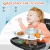 Sejoy Adjustable Baby High Chair with 5-Point Harness 3-Tier Tray & Wheels CE/CPC Certified Children's Dining Chair 5