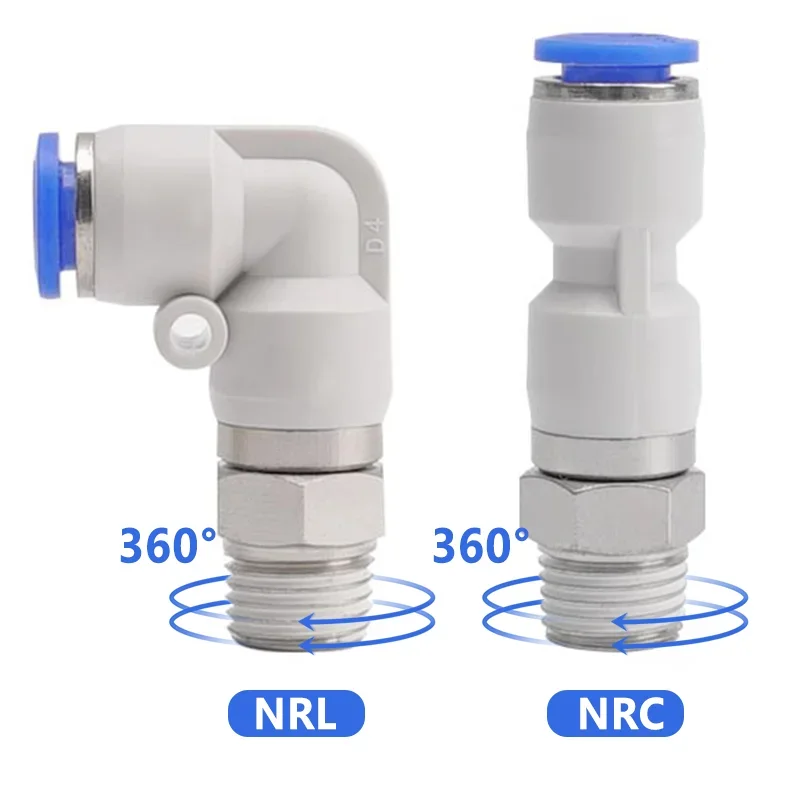 

Pneumatic Rotary Connectors Swivel Fittings 360° Rotation MaleThread M5 1/4 1/2 Hose Joint 6/8/10mm Revolute DEUBLIN Connector