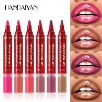 6-color double-ended lip pencil, lip oil, liquid watercolor lip pencil, moisturizing and easy-to-apply lip gloss 2