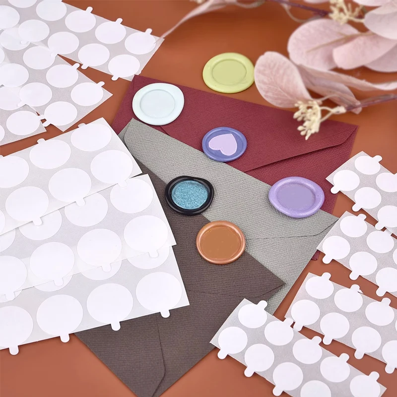 48Pcs 왁스 씰 스탬프 양면 접착 스티커 라운드 디스크 스탬프 접착 테이프 DIY 봉투 카드 라벨 왁스 씰링 스티커