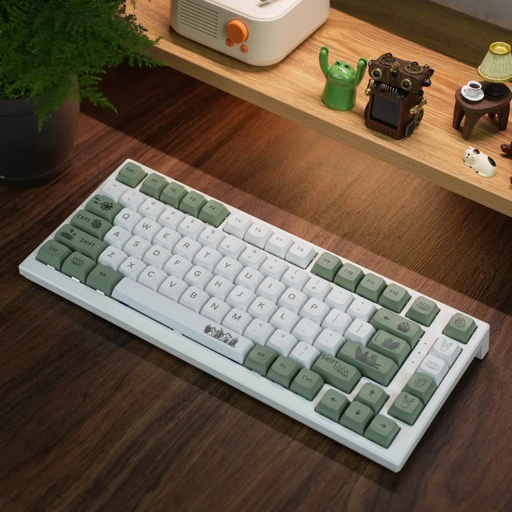 Forest Green Teclado Mecânico Keycaps Perfil Xda Sublimação Pbt Estilo Fresco Branco Verde 125 Teclas - Imagem 4