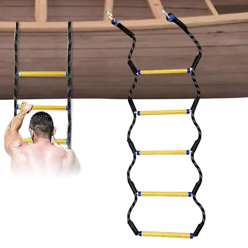 Boat Rope Ladder 5 Step Extension Boat Ladder Rope Reinforced Rigid Resin Step Design Outdoor