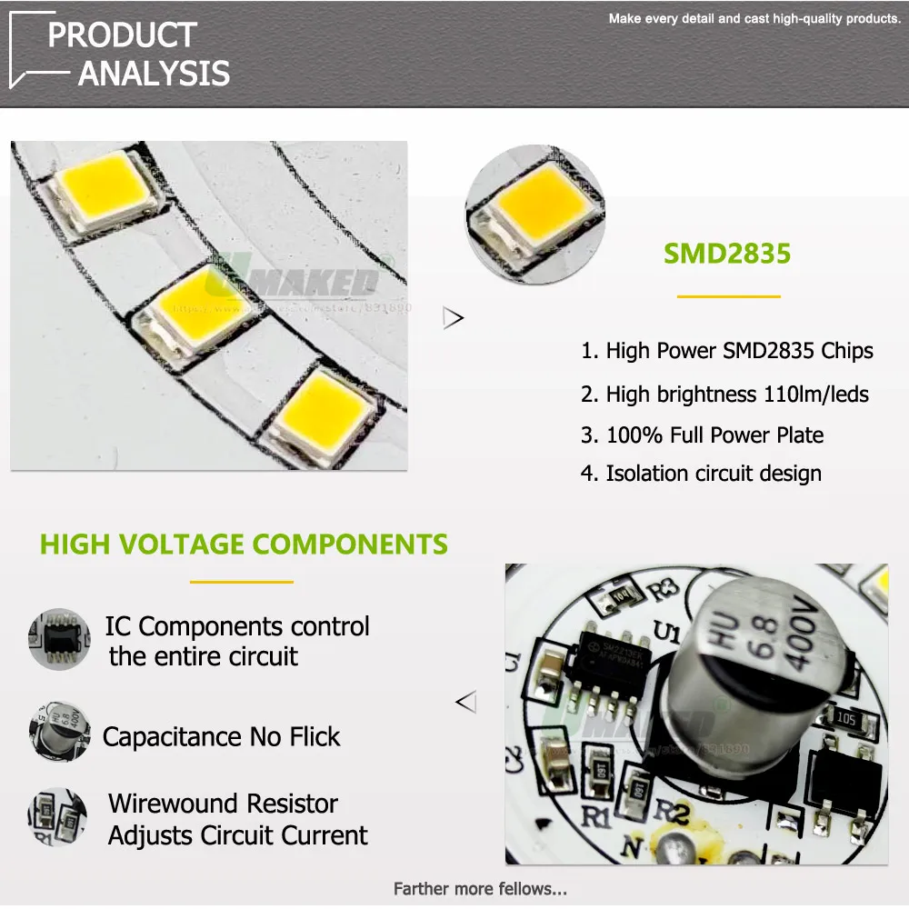 AC220V LED Moudle 12W 18W 24W 36W Aluminum Heatsink Plate Lighting Kits SMD2835 110lm/W For Ceiling Lamps Source Replace DIY 1Pc led light led modules led module
