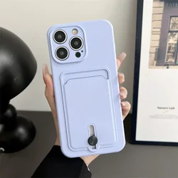 Premium Sliding Card Holder Silicone Phone Case - Shockproof Soft Back Cover with Precise Camera Cutout - iPhone 14 Pro Max (Purple)