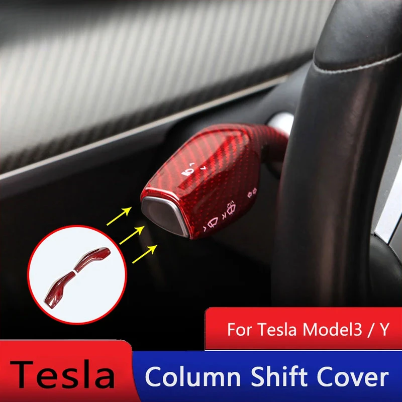 

Column Shift Cover For Tesla Model 3/Y 2023 2022 Real Carbon Fiber 2pcs Protective Pick Cover Decorative Stickers Car Accessorie