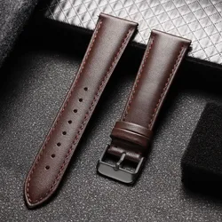 Elegant Genuine Leather Watch Strap with Gold Pin Buckle - Quick Release - 22mm (Brown - Black)