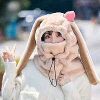 New Cartoon Rabbit Ear Ski Helmet Cover Comfortable Soft Cycling Skiing Helmet Hat Lovely Winter Warm Plush Cap for Girl Women 2
