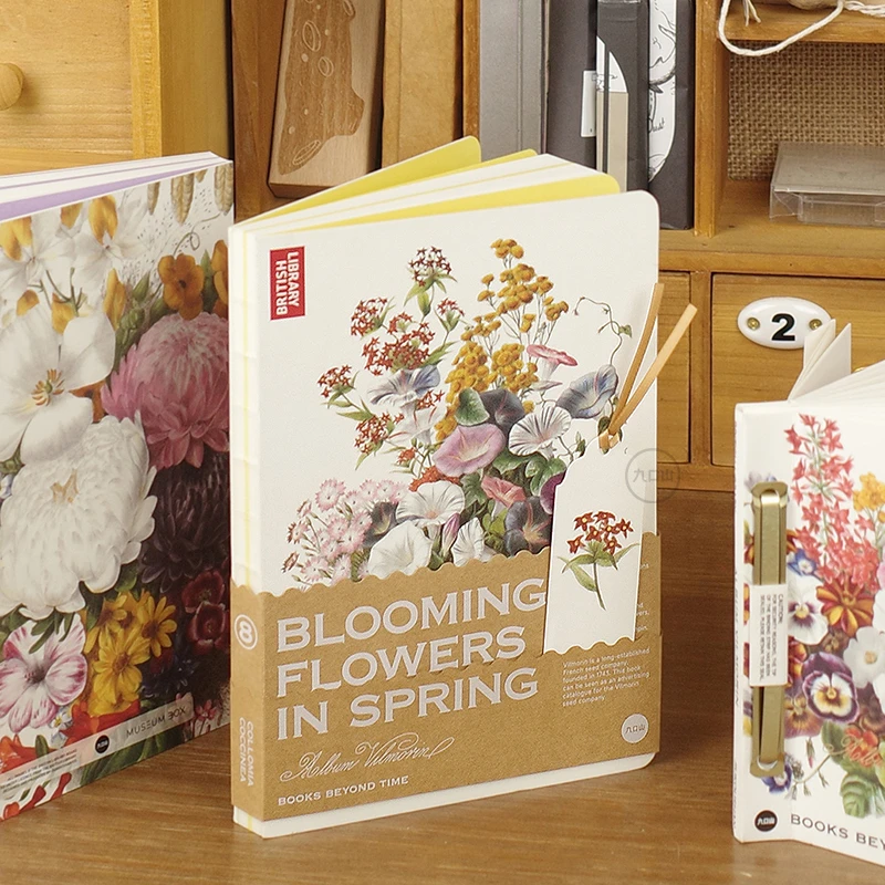 

The Blooming Flowers In Spring Delicated Stitching Notebook B6 Blank Paper Sketchbook 192P Thick Paper Diary Scrapbook Journal