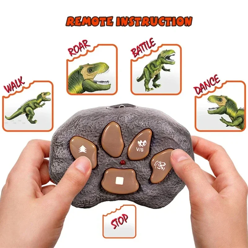 Electric RC Dinosaur Kids Pet Toys Tyrannosaurus Rex Remote Control Animal Model Eyes Shine Walk Sounds For Boy Children Gifts 2