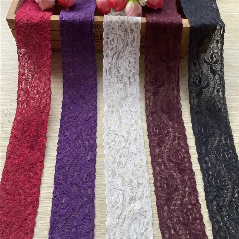 5 Yards/lot Elastic Lace Ribbon 38mm Wide White Lace Fabric Accessories Sewing Underwear Embroidery DIY lace ribbon lace fabric lace sewing accessories lace sewing supplies lace accessories lace garment accessories clothing accessories clothing craft accessories sewing patches