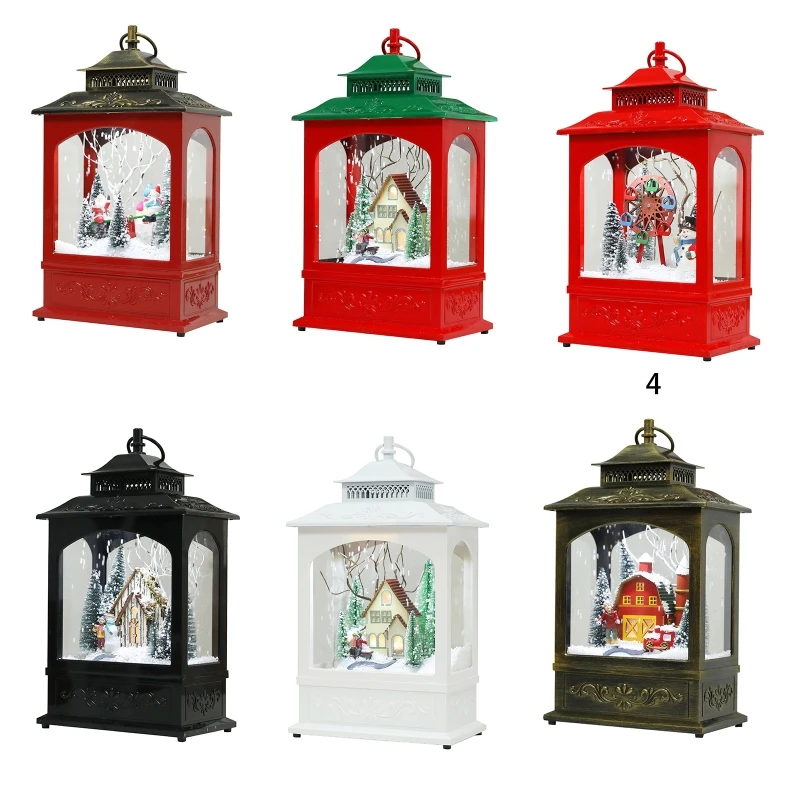 

Christmas Snow Wind Lantern with Led Light and Music Fairy Night Lamp Ornament for Home Festival Party Backdrop Decor