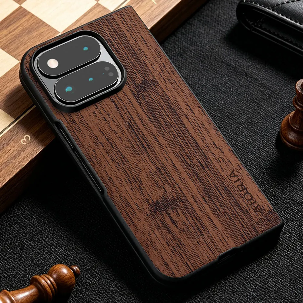 Luxury Bamboo Wood Pattern Leather Phone Cover Case