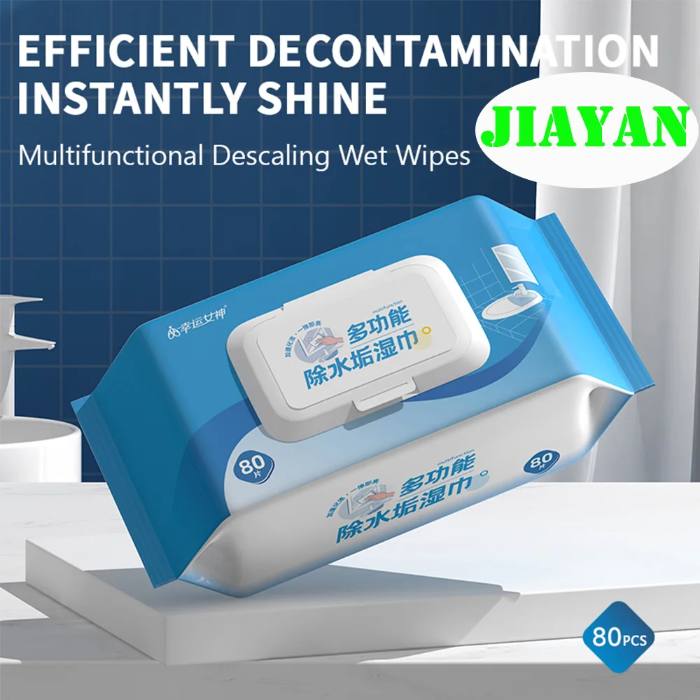 80pcs Kitchen Cleaning Dirt Wipes Multi-Functional Limescale Removal Hygiene Wipes Kitchen Bathroom Glass Cleaning