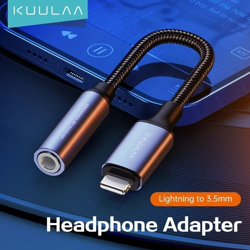

KUULAA Lightning to 3.5mm Jack Headphones Adapter AUX Cable For iPhone 13 12 11 Pro Max XS XR X 8 Plus iPad Connector Dispenser