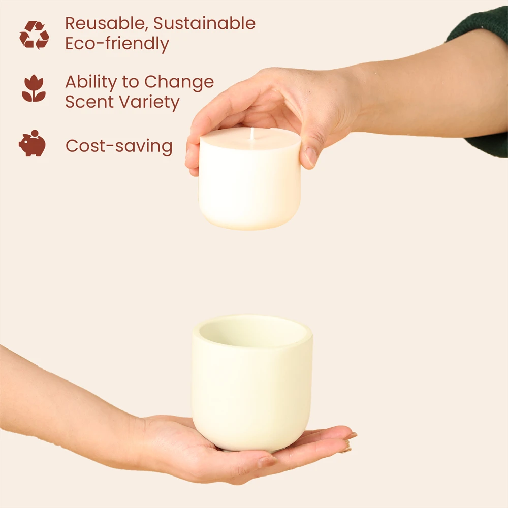 3.5OZ Minimalist Concrete Candle Jar with Lid Silicone Mold Handmade Sustainable Candle Refill Mold Boowan Nicole