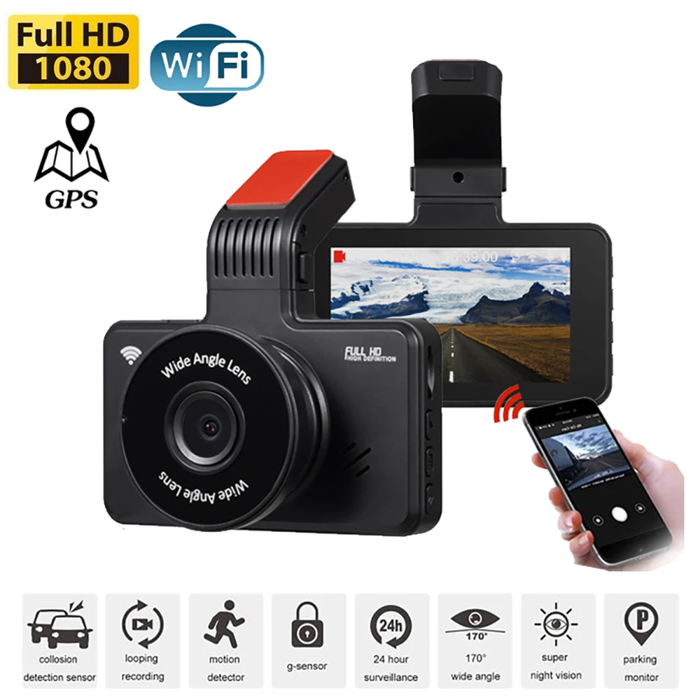 

Автомобильный видеорегистратор, Wi-Fi, 1080P Full HD, камера заднего вида, Автомобильный видеорегистратор с ночным видением, Автомобильный видеорегистратор, GPS-регистратор, автомобильные аксессуары
