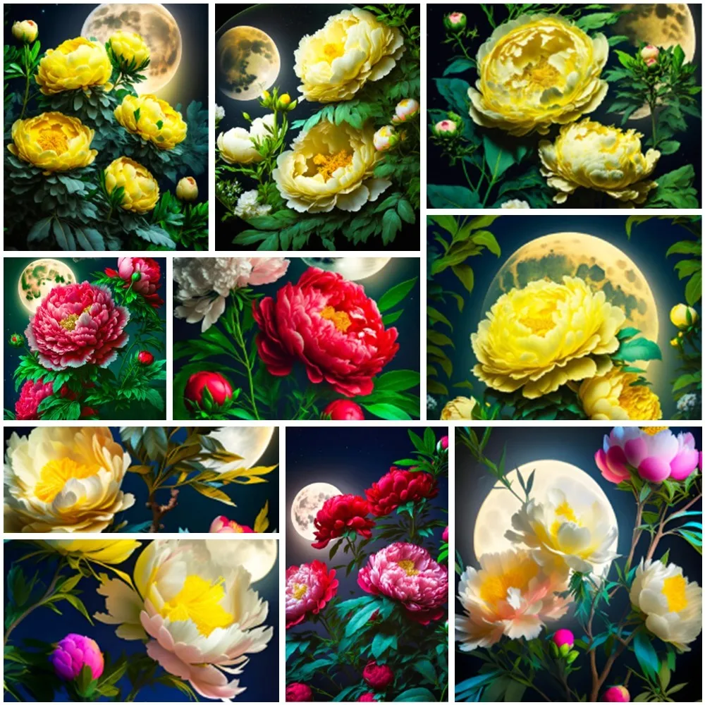 Flowers Peony Paint By Numbers For Adults 20x30 Art Stickers & Posters
