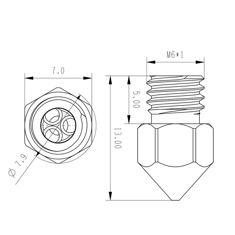 MK8 CHT 깍지 고유량 클론 cht 깍지 mk8 경화강 0.2 0.4 0.6 0.8 1.0mm 노즐, 3D 프린터 1.75mm 필라멘트 10 개, 신제품