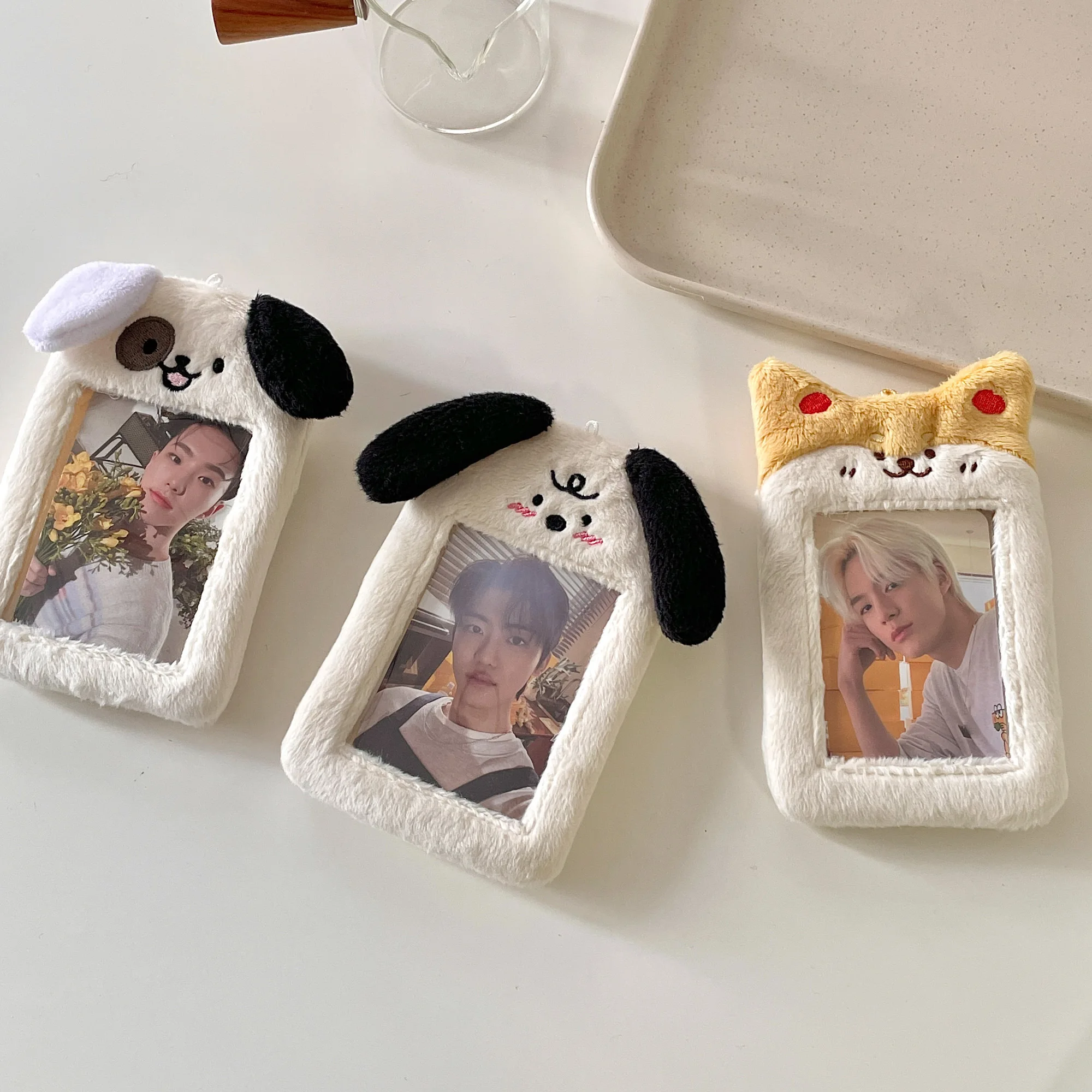MINKYS New Arrival Kawaii Dog Plush Photocard Holder Credit ID Bank Card Photo Bus Protective Case Sleeves Stationery |