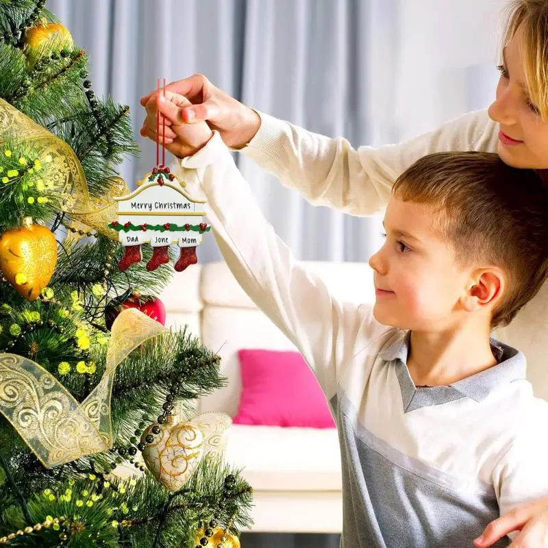 New DIY Personalised Christmas Xmas Tree Stocking Ornament Mantel Family Groups Holiday Decorations Natale Hanging Pendant