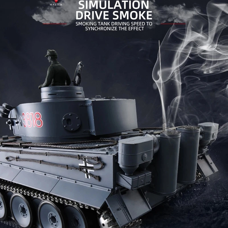 New Upgrade Alloy Metal RC Tank With Smoke Heavy-Duty Remote Control Tanks 2.4G Radio Controlled Sound Effects Simulator 5