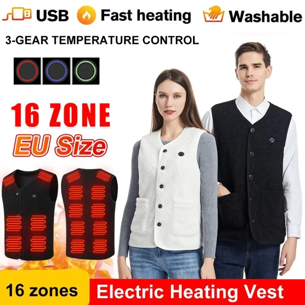 16 Areas Heated Vest Men Women Electric Heating Vest Usb Heated Jacket Bodywarmer Clothing