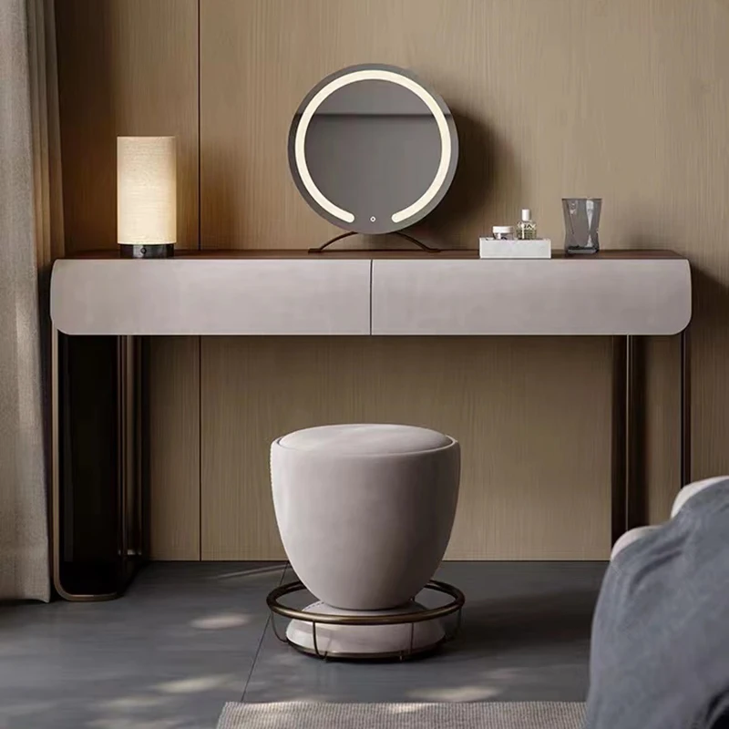 

Modern Minimal Dressing Table Jewelry Design High End Texture Dressing Table Bedroom Mirror Women Coiffeuse Dresser Furniture