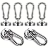 Magnetic Hooks Strong Heavy Duty Neodymium Magnet Hooks With Swivel Carabiner Hook For Refrigerator Kitchen Magnetic Materials