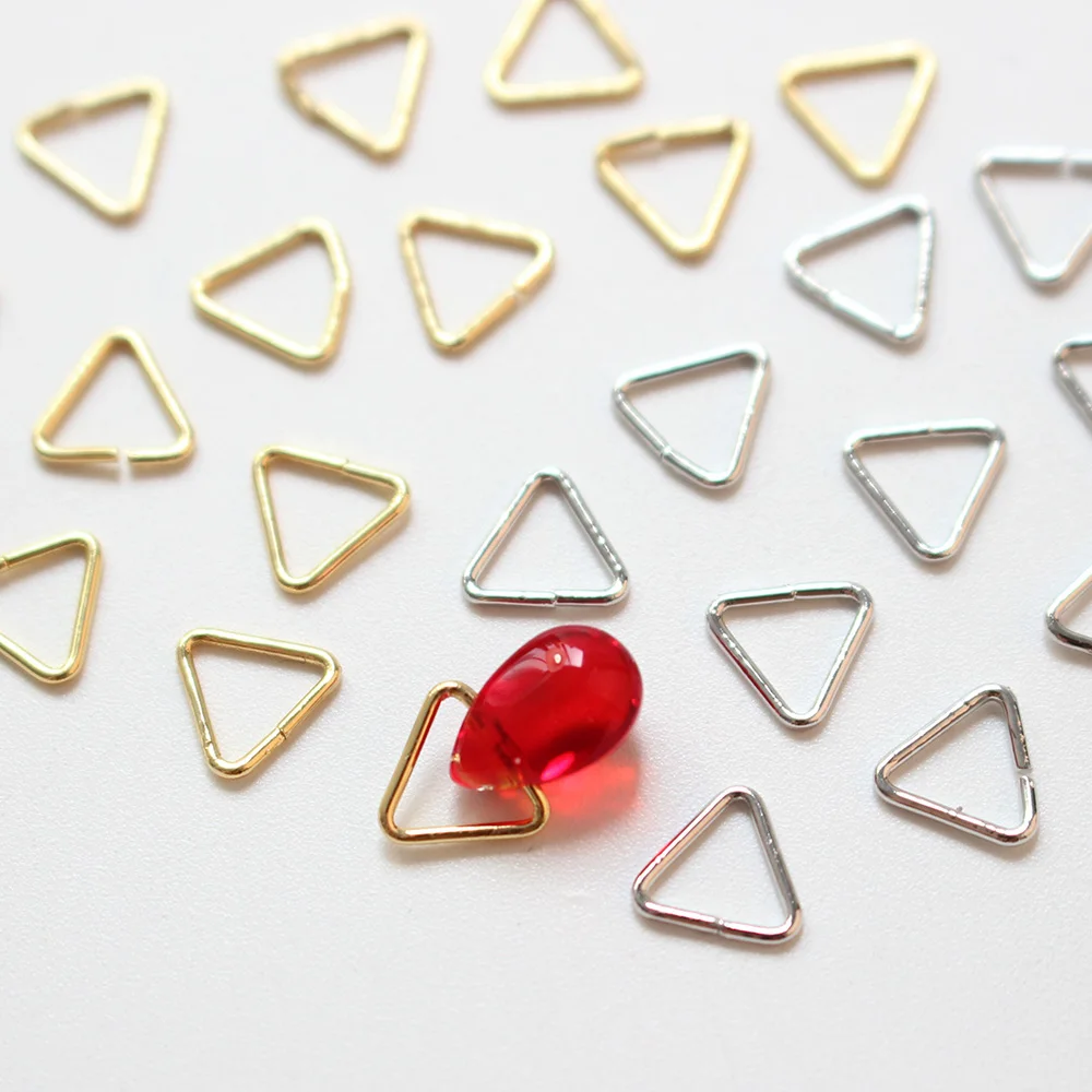 

50PCS 14K Real Gold Plated Triangle Small Split Ring DIY Jewelry Findings Accessories Material