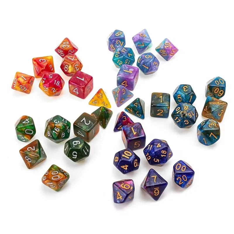New Pearlescent Polyhedral Dice Set 105/70/49/35/21/7Pcs Multicolor D&D Role-Playing Board Games with Storage Pouches