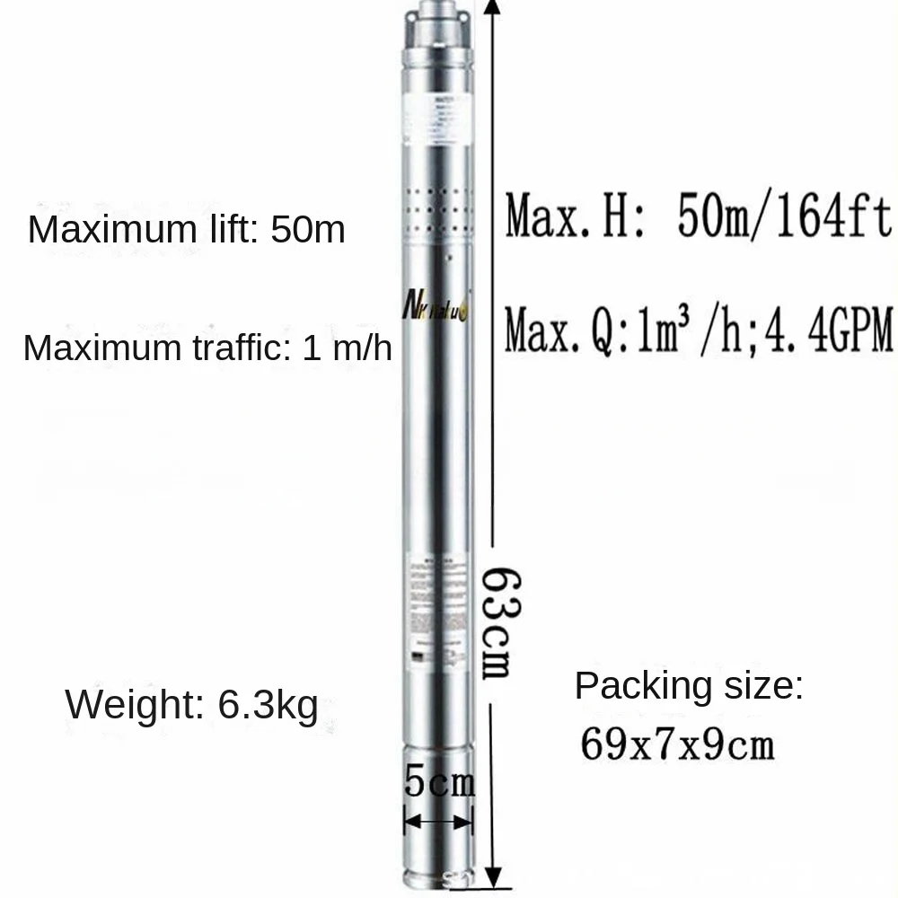 50mm diameter submersible well pump with 304 stainless steel pump body submersib
